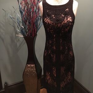 SUEWONG Black Lace Cocktail Dress